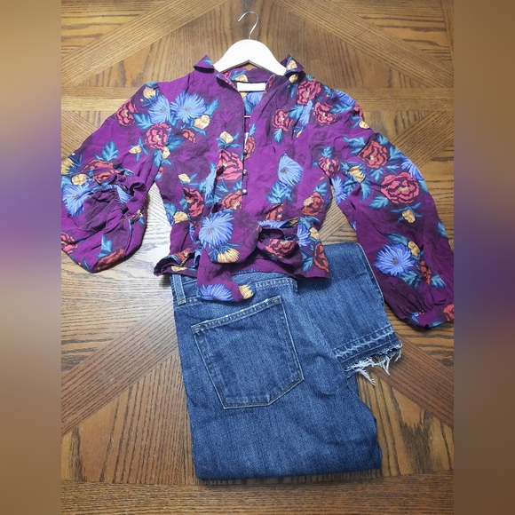 Anthropologie Moulinette Soeurs Wrap Top Blouse Small Long Sleeve Size S. - Picture 3 of 5